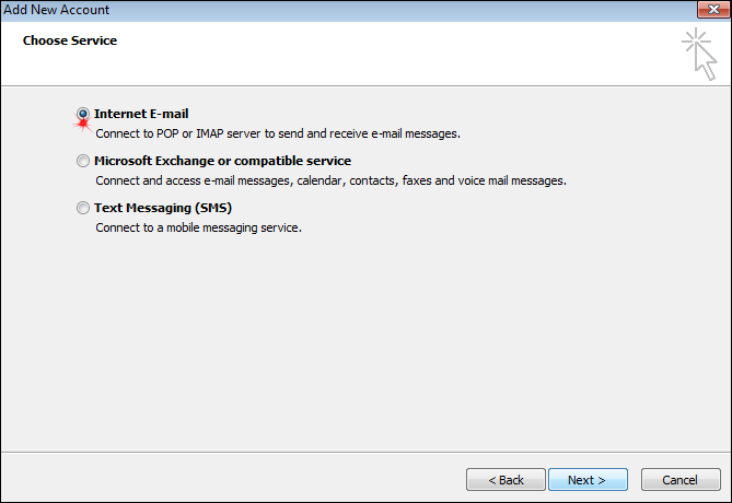 new email acct manual-internet emaill