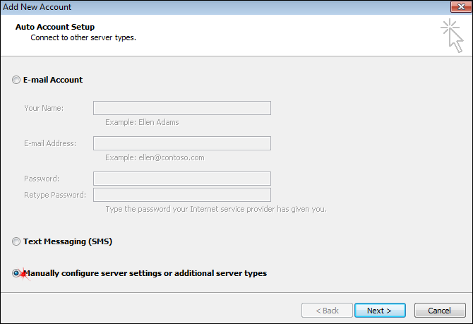 new email acct manual
