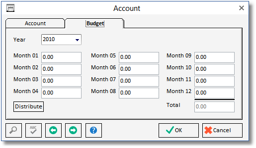 account window - budg tab