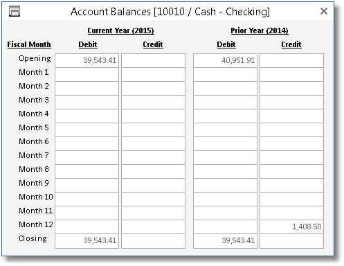 acct balances window