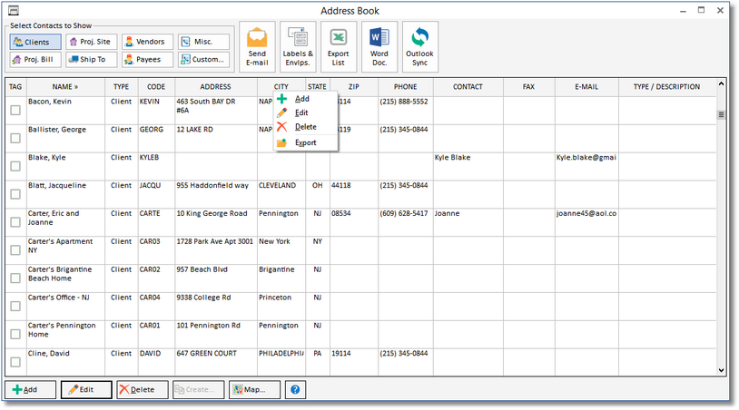 address book window-export