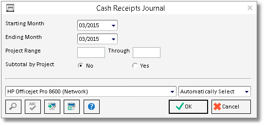 cash rec journal report