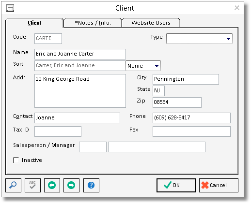 client glossary-client tab