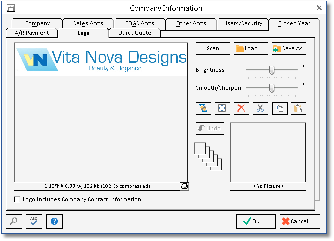 company info - logo tab