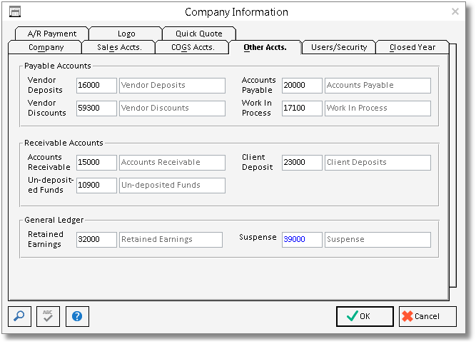 company info -other accts tab