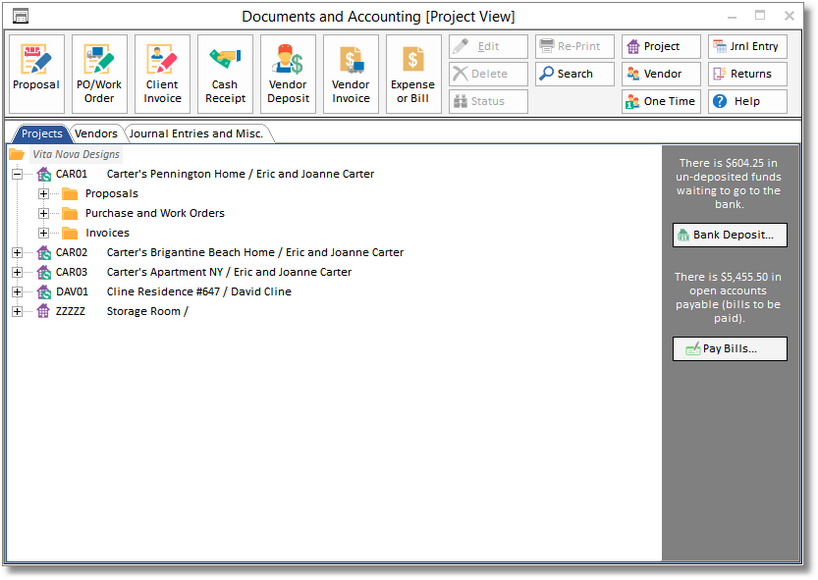 docs acct window-project tab
