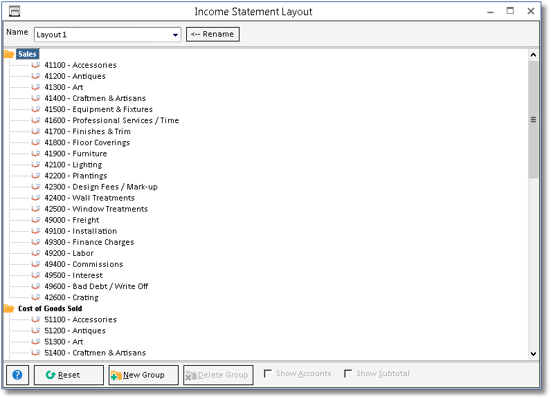 income stmt layout window