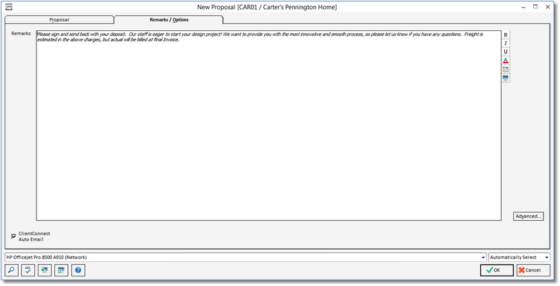 new proposal window - remarks_options tab