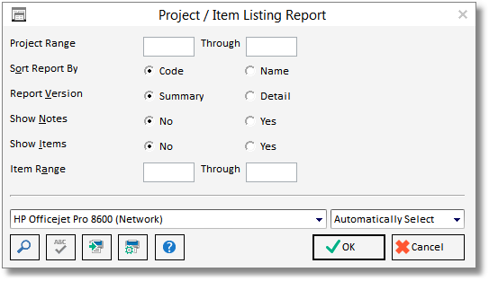 proj_item list report