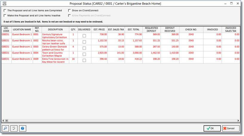 proposal status window