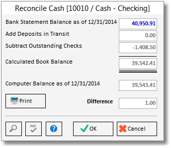 reconcile cash window