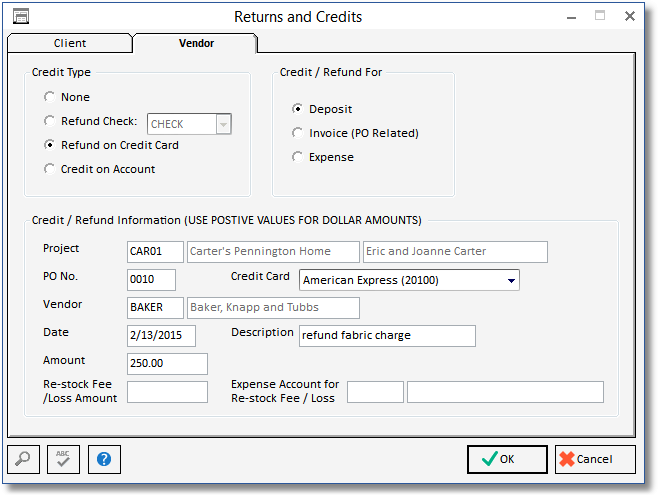 returns - vendors-dep example