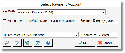 select payment account window
