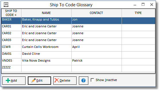ship to glossary