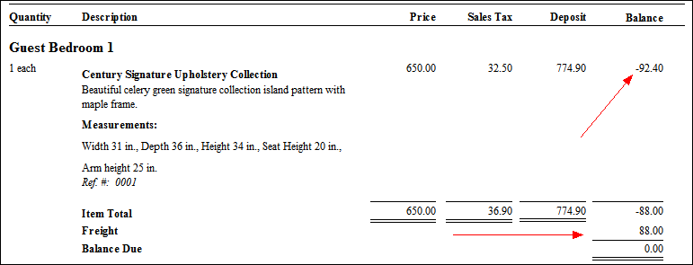show deposit issues - invoice