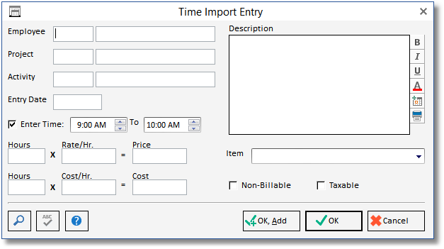 time import item window