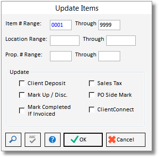 update items window