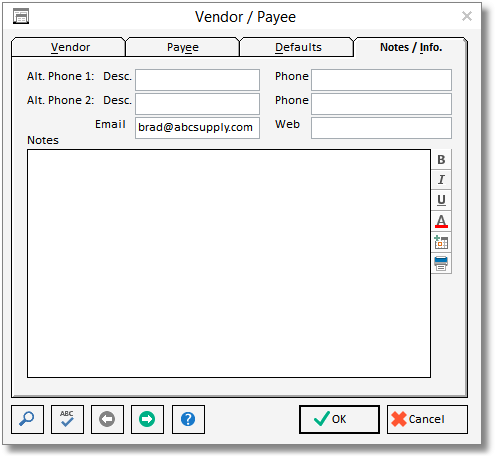 vendor glossary-notes tab