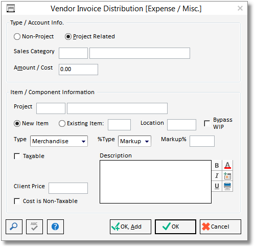 vendor invoice dist window_exp -proj related