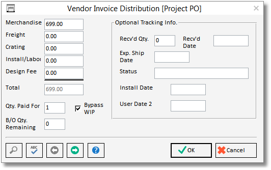 vendor invoice dist window_proj po