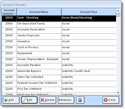 Account Glossary