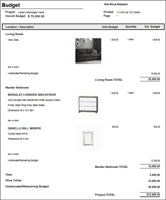 budget report example page1
