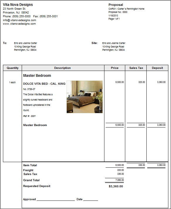 commercial proposal with deposit example