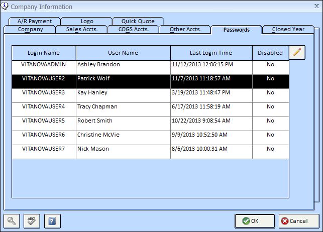 company info - Password tab -cloud