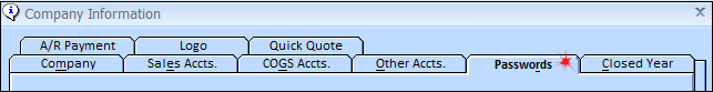 Company Information Passwords tab