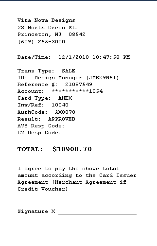 Credit Card Reciept