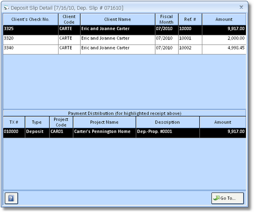 Deposit Slip Detail