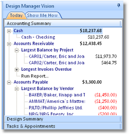 Design Manager Vision Window - Accounting Summary
