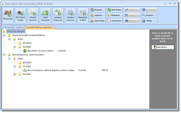 Documents and Accounting (Other Entries)