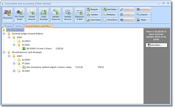 Documents and Accounting (Other Entries)