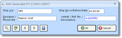 Edit Generated PO Window when making Work Order