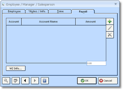 Employee Window Payroll tab