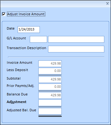 Invoice Adjustment - adj inv