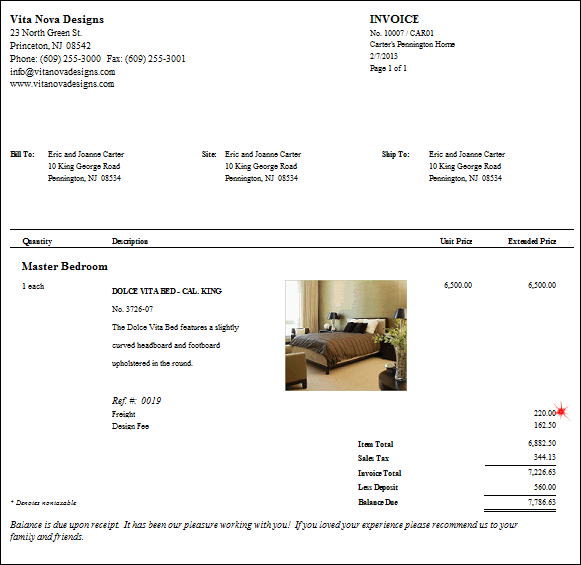 invoice example List
