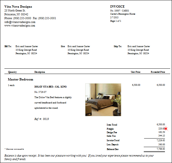 invoice example Total