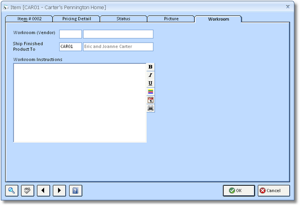 Item Window Workroom Tab