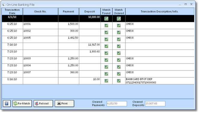Online Bank File Window