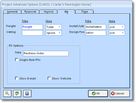 Project Advanced Options PO