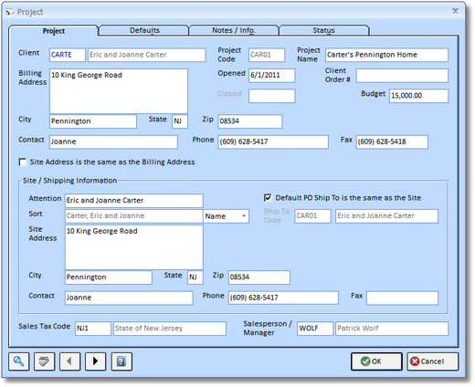 Project Window Project Tab