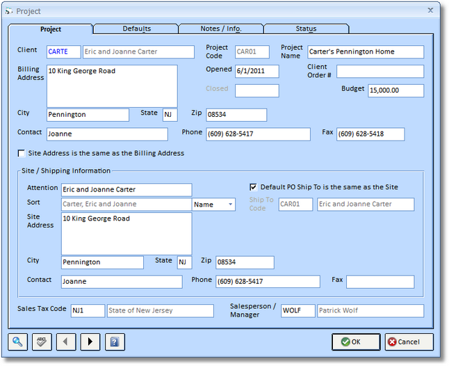 Project Window Project Tab