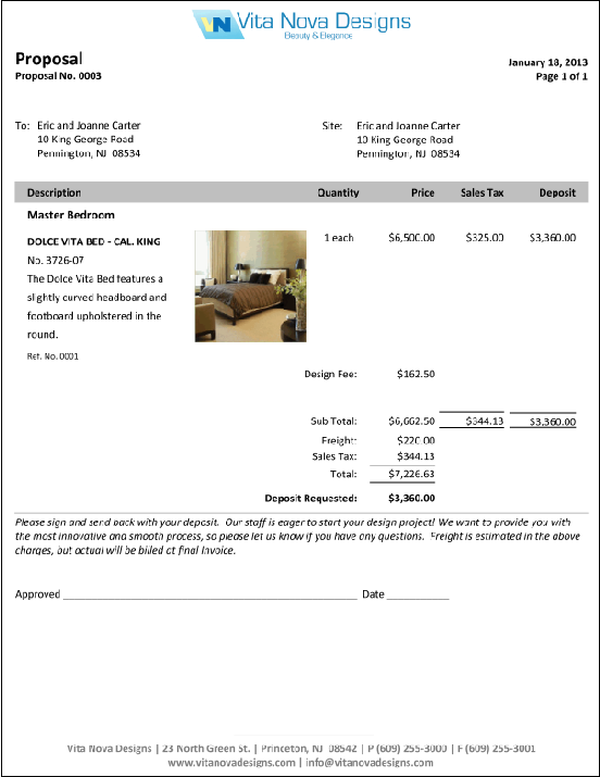 proposal - modern w deposit example