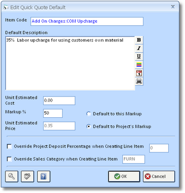 QQ Edit Quick Quote Default Window