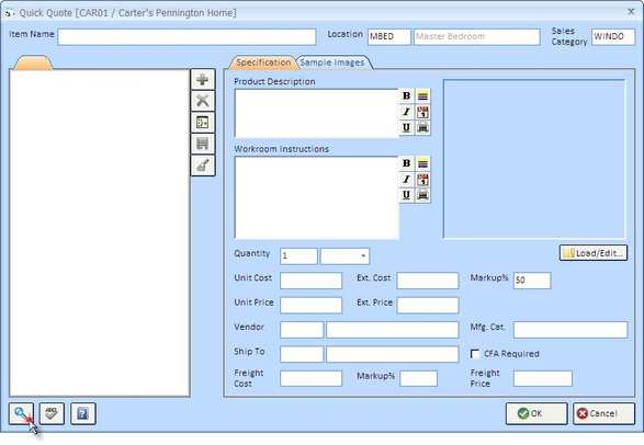 QQ Quick Quote Window - Search Button