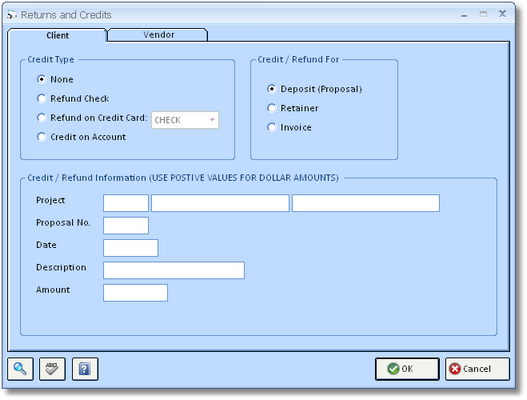 Returns and Credits Client Tab