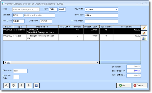 Vendor Invoice - Project PO