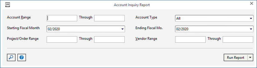 acct inq report window